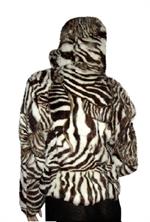 zebra jakke med hætte og lommer bag hotsjok